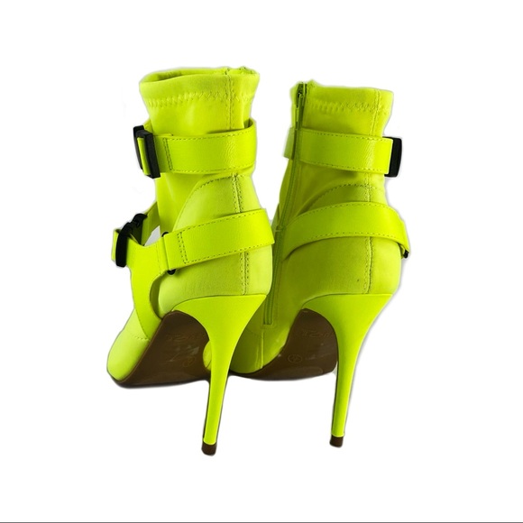 RouGE Neon Yellow Elastic Stilettos Ankle Boots 8 - Picture 5 of 6
